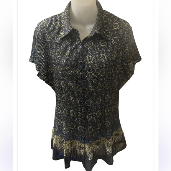 Apt. 9 Tops - APT 9 Pleated Blouse Cap sleeve button front top size 1X Business Casual Travel